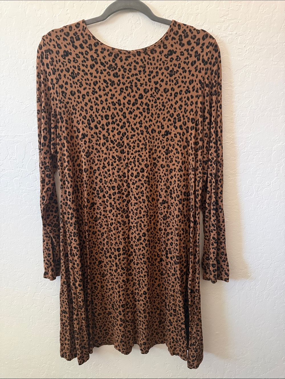 Old Navy Brown and Black Leopard Print Long Sleeve Dress